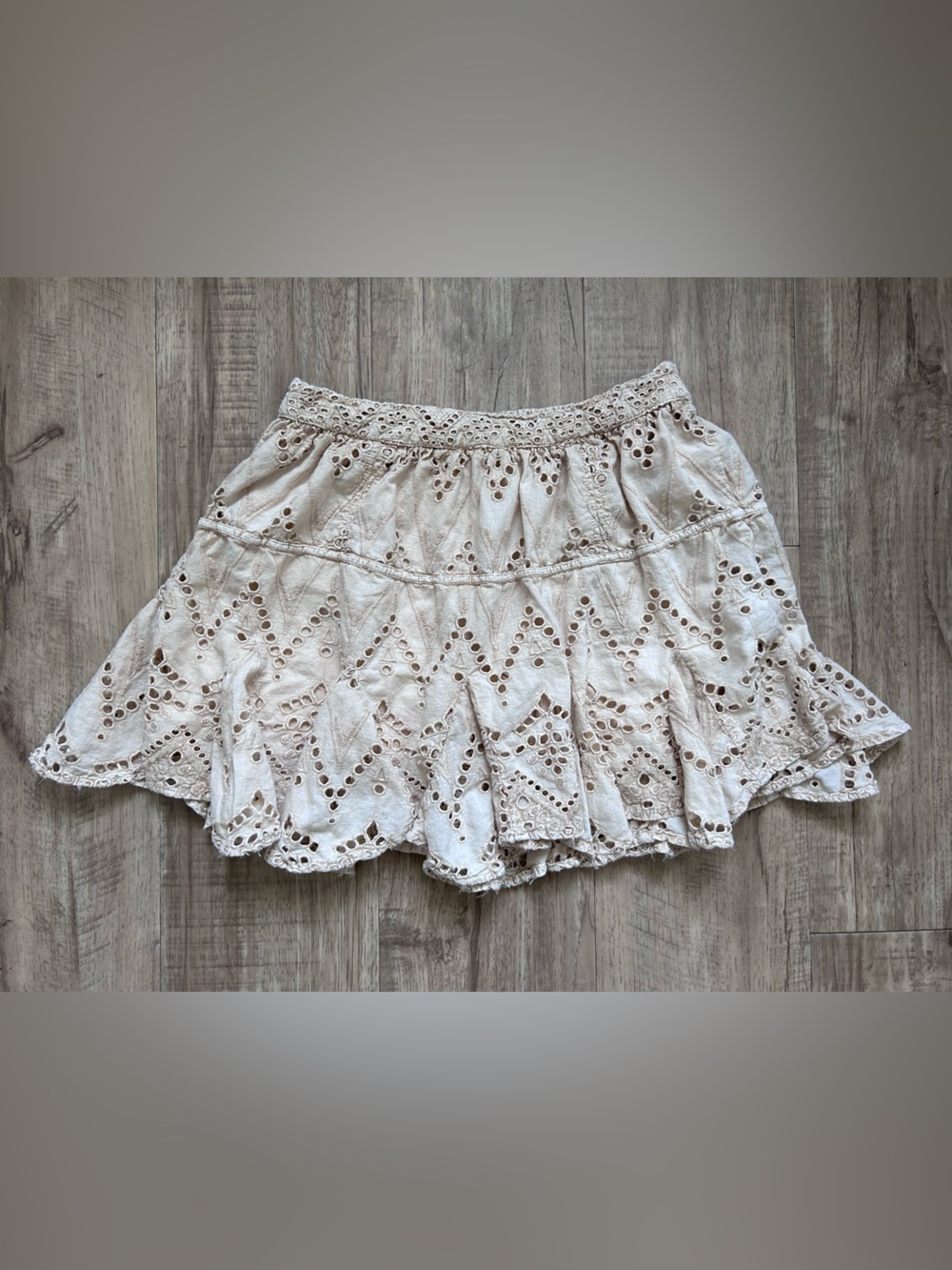 Free People cotton Eyelet Mini Skirt natural Cream summer festival lagenlook
